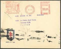 ARGENTINA: Cover Used In Buenos Aires On 3/JA/1955, With Meter Postage For $0.20 With Advertising For League Against Tub - Brieven En Documenten