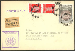 ARGENTINA: Registered Cover Used In Buenos Aires On 14/AU/1956, Franked With 2x 20c. San Martín + $2 Mint, VF Quality - Brieven En Documenten