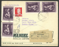 ARGENTINA: Express Cover Sent From Mendoza To Buenos Aires On 23/JUL/1957, Franked With 40c. San Martín + 4x $1 Children - Brieven En Documenten