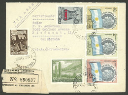 ARGENTINA: Registered Airmail Cover Sent From Buenos Aires To Piedmont (USA) On 30/AP/1958, With Colorful $14.80 Postage - Brieven En Documenten
