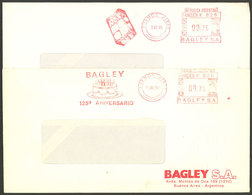 ARGENTINA: 2 Covers Used On 15/AU/1994 And 3/AU/1995 With Meter Postage With Advertising For "Bagley" And "Rex", VF Qual - Briefe U. Dokumente