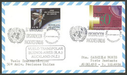 ARGENTINA: Card Flown On The Transpolar Buenos Aires - Auckland Flight Of 24/OC/1995, Franked With $1.13, With Commemora - Briefe U. Dokumente