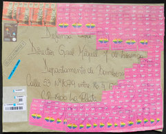 ARGENTINA: Registered Cover Sent From Bordenave To La Plata On 27/MAR/2014, Franked With 12x 50c. Andean Loom + 160x 50c - Briefe U. Dokumente