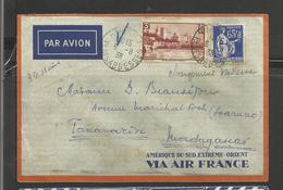 Poste Aérienne Lettre Air France Ref. 9 Paris Tananarive Madascar 6.8.38 - 1927-1959 Cartas & Documentos