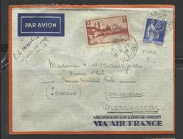 Poste Aérienne Lettre Air France Ref. 13 Melle Tananarive Madagascar 2.9.38 - 1927-1959 Cartas & Documentos