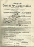 Suisse - Souscription D'Obligations Pour Le Chemin De Fer Des Alpes Bernoises - 1912  - Ref.27 - Svizzera