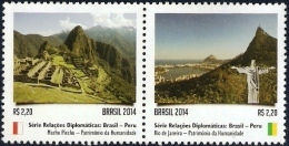 BRAZIL 2014  -  BRAZIL AND PERU  DIPLOMATIC TIES SERIES  -  HUMANITY's HERITAGE - Nuovi