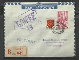 Poste Aérienne Lettre Air France Ref. 34 Paris Shanghai Chine China - 1927-1959 Covers & Documents