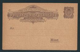 Correspondenzkarte Frankfurter Privat-Briefverkehr 2 Pfennig, Dunkelbraun, Ungebraucht - Postes Privées & Locales