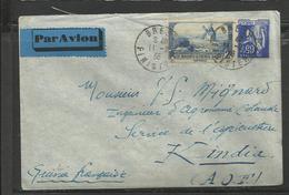 Poste Aérienne Lettre Ref.  26 Brest Kindia Guinée Française 11.2.38 - 1927-1959 Covers & Documents