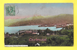 CPA SANTA LUCIA CASTRIES Ste Lucie From Victoria Hospital  - 1914  ( Timbrée King Georges V 1/2d Penny ) Chromo - Santa Lucía