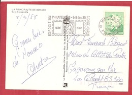 Y&T N°1479  MONTE CARLO      Vers   FRANCE  1985  2 SCANS - Cartas & Documentos