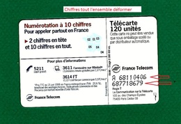 VARIÉTÉS FRANCE TÉLÉCARTE 1996 F689 970.JG SO3 LE 00 REMPLACE LE 13  120 UNITÉ UTILISÉE - Variëteiten