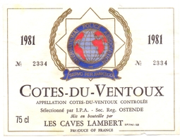 Etiket Etiquette - Vin - Wijn - Cotes Du Ventoux -  Int Police Association - 1981 - Côtes Du Ventoux