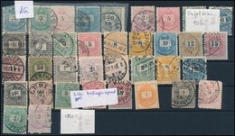 O 36 Db Krajcáros Bélyeg 1874-től, Benne Sorok, Vízjel Törések, Elfogazott Bélyeg, Hiányos Nyomat, Festékfoltok - Used Stamps