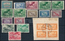 ** * O Repülő Bélyegek, Benne Repülő Posta 1,50K, Ikarusz Sor, 1936 Repülő (III.) 2P, Repülő (I.) 4f 4-es Tömbben 'LÉGI  - Used Stamps