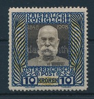 * Ausztria 1908 Jubileumi 10 K Mi 156 (* Mi EUR 280,-) (foghiány / Missing Perf) - Autres & Non Classés