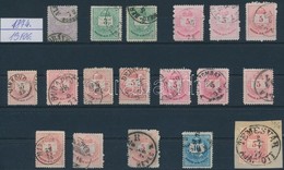 O 1874 2kr, 2 X 3kr, 14 X 5kr, 10kr Lemezhibák, Javítások, érdekes Nyomási és Fogazási Eltérések, Bélyegzések - Otros & Sin Clasificación