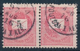 O 1889 5kr Pár Gyöngysornál Lemezkitöréssel, Postakürtnél Lemezkopással - Autres & Non Classés