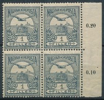 ** 1909 Turul 1f ívszéli Négyestömb, Benne II. Típusú Bélyeg - Andere & Zonder Classificatie