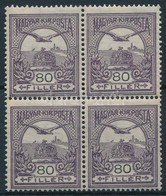 ** 1913 Turul 80f Négyestömb, A Jobb Oldali Bélyegek II. Típusúak - Altri & Non Classificati