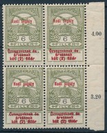 ** 1914 Hadisegély 6f ívszéli Négyestömb, Benne II. Típusú Bélyeg - Other & Unclassified