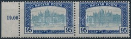 ** 1919 Magyar Posta 95f Erősen Elfogazott ívszéli Pár Látványosan Feltolódott Középrészekkel - Autres & Non Classés