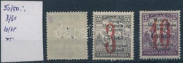 ** Nyugat-Magyarország VI. 1921 3 érték, Az 50f Hármaslyukasztással - Altri & Non Classificati