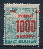 * 1921 Kisegítő Portó 1000 K / 2 P Erősen Jobbra Tolódott Felülnyomás - Sonstige & Ohne Zuordnung