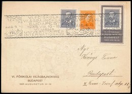 1935 VII. Főiskolai VB Budapest Hivatalos Képeslap Alkalmi Bélyeggel és Bélyegzéssel - Autres & Non Classés