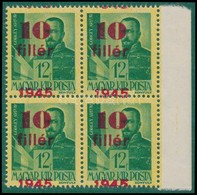 ** 1945 Kisegítő 10/12f Négyestömb Eltolódott Felülnyomással - Other & Unclassified