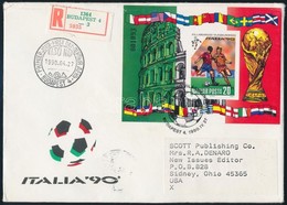 1990 Labdarúgó VB Itália Vágott Blokk Ajánlott Díjkiegészített FDC-n - Sonstige & Ohne Zuordnung