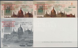 ** 1998/6a Óbuda-Buda-Pest Egyesítésének 125- évfordulója 4 Db-os Emlékív Garnitúra Piros Felülnyomással, Azonos Sorszám - Other & Unclassified