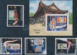 ** 1988 Nyári Olimpia Vágott Sor Mi 1331-1334 + Vágott Blokk Mi 441 - Other & Unclassified