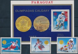 ** 1988 Téli Olimpia Bajnokai 3 érték + Kisív Mi 4262-4266 + Blokk Mi 453 - Altri & Non Classificati