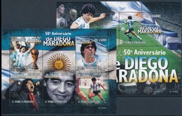 ** 2010 50 éve Született Diego Maradona Kisív Mi 4400-4404 + Blokk Mi 758 - Andere & Zonder Classificatie