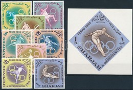 ** 1964 Nyári Olimpia Sor Mi 61-68 A + Blokk Mi 5 - Andere & Zonder Classificatie