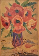 Csók Jelzéssel: Virágcsendélet. Akvarell, Papír, üvegezett Kereteben, 30×20 Cm - Sonstige & Ohne Zuordnung