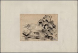 Ducsay Béla (1893-1967): Zebegényi Táj. Szén, Papír, Jelzett, Kartonra Kasírozva, Hagyatéki Bélyegzővel, 15×21 Cm - Sonstige & Ohne Zuordnung
