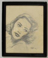 Fried Jelzéssel: Női Portré. Szén, Papír, üvegezett Keretben, 35×30 Cm - Autres & Non Classés