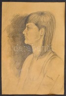 Gyenes Jelzéssel: Lány Portré. Ceruza, Papír, 58×40 Cm - Autres & Non Classés