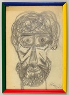 Kass Jelzéssel: Férfi Portré. Szén, Papír, üvegezett Keretben, 28×20 Cm - Autres & Non Classés