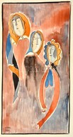 Kádár Jelzéssel: Álmodozók. Akvarell-tus, Papír, 49×25 Cm - Altri & Non Classificati