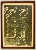 Nagy Zoltán (1916-1987): Jelek. Monotípia, Papír, Jelzett, üvegezett Kertben, 26×19 Cm - Autres & Non Classés
