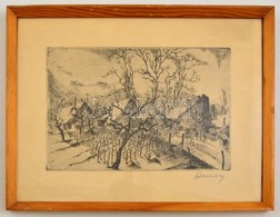 Remsey Jenő (1885-1970): Falu Részlet. Rézkarc, Papír, Jelzett, üvegezett Keretben, 19×29 Cm - Other & Unclassified