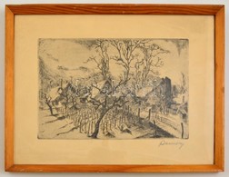 Remsey Jenő (1885-1970): Falu Részlet. Rézkarc, Papír, Jelzett, üvegezett Keretben, 19×29 Cm - Autres & Non Classés