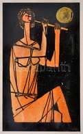 Stotz Mihály (1941- ): Illusztráció, Tűzzománc-terv, Papír, Jelzett, 14×8,5 Cm - Autres & Non Classés