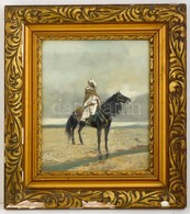 Vasváry Jelzéssel: Arab Lovas. Olaj, Falemez, üvegezett Keretben, 33×27 Cm - Altri & Non Classificati