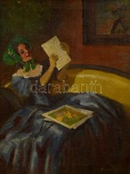 Olvashatatlan Jelzéssel: Művészet Kedvelő Hölgy. Olaj, Vászon, Keretben, 46×36 Cm - Autres & Non Classés