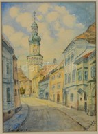 Olvashatatlan Jelzéssel: Sopron. Akvarell, Papír, üvegezett Keretben, 27×20 Cm - Altri & Non Classificati